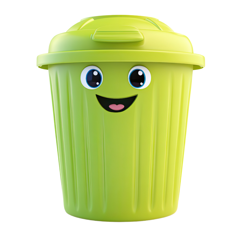 Lachende grüne Mülltonne