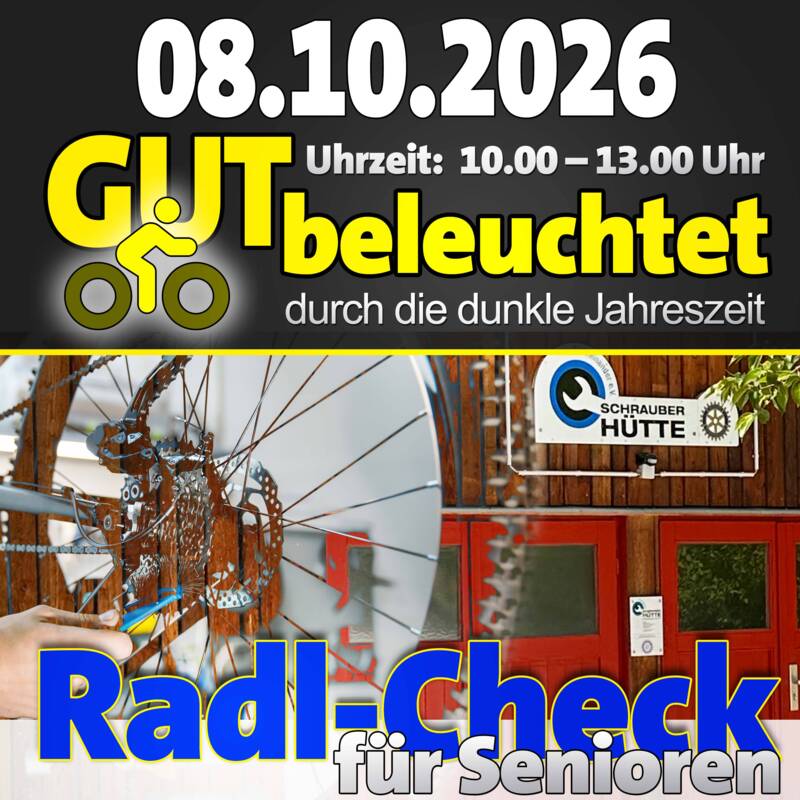 Radl-Check für Senioren - Plakat - Gut beleuchtet durch die dunkle Jahreszeit