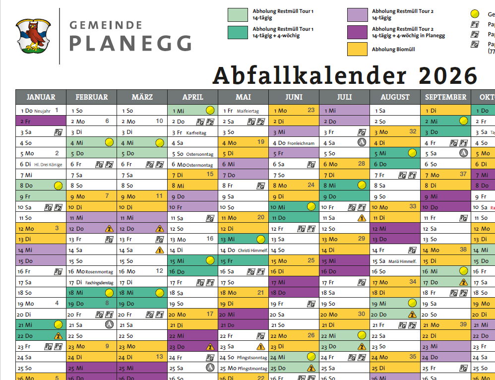 Bild Abfallkalender 2026